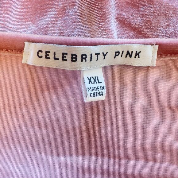 NWT Celebrity Pink Pink Crushed Velvet Long Sleeve Bodysuit Plus Size XXL - Picture 9 of 13